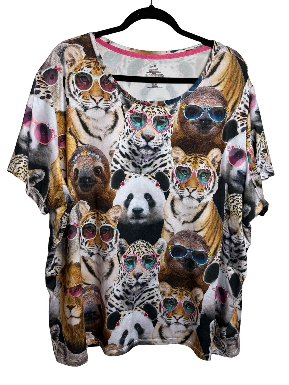 Tiger Cat Lion Seal in Sunglasses Secret Treasures 3X All Over Graphic T-Shirt